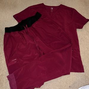 Dagacci Unisex Scrubs Set - Maroon - Size XL - Jogger Pant
